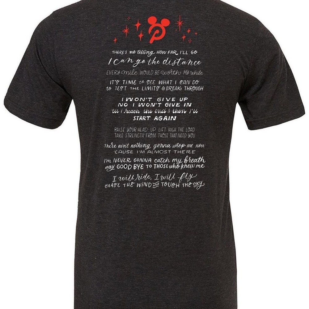 Pixie Lee & Co Small Shop Disney Pelaton Black Graphic T-Shirt - Go the Distance